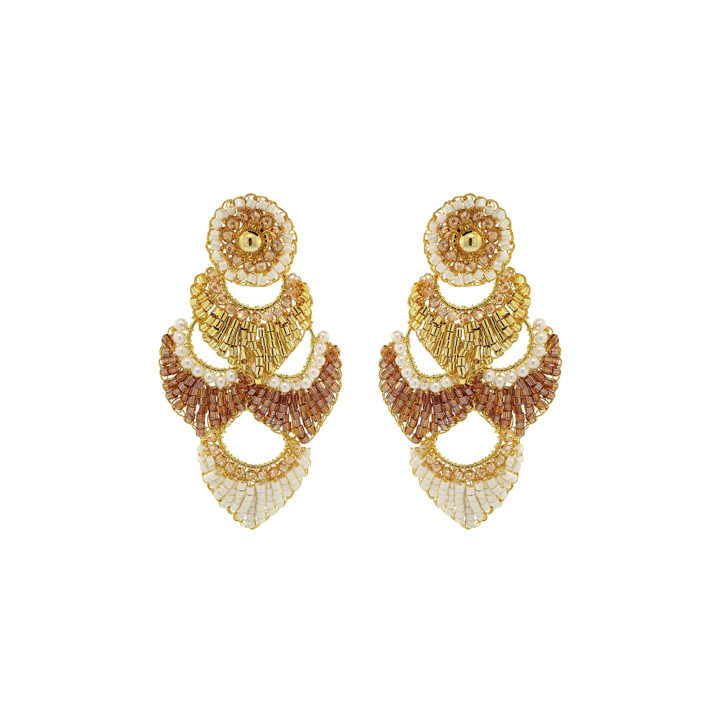 Golden Mix Siren Chandelier Handmade Earrings