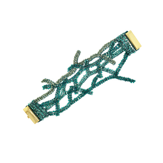 Teal Mix Coral Handmade Crochet Bracelet