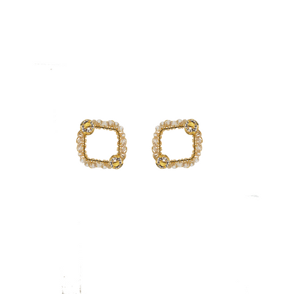 Crystal Prisma Small Squared Handmade Crochet Earrings