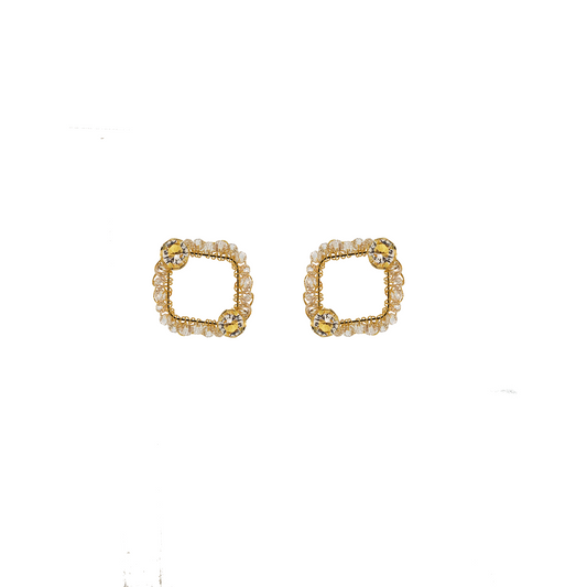 Crystal Prisma Small Squared Handmade Crochet Earrings