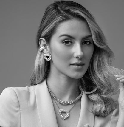 Black & Gold Queen's Heart Mini Posts Handmade Crochet Earrings