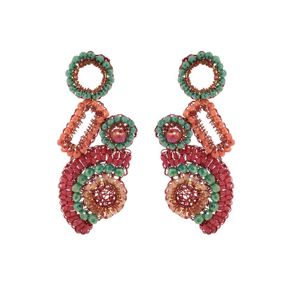 Sunset Coral Mix Althea Dangle Handmade Crochet Earrings