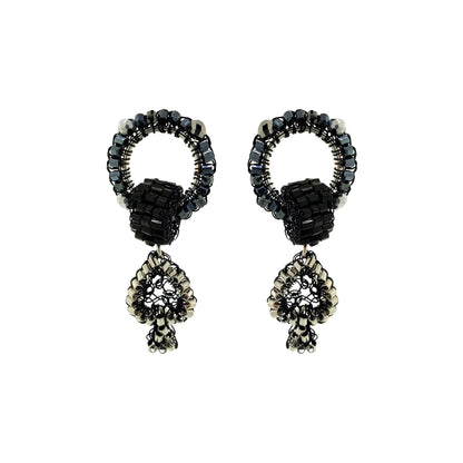 Royal Black Mix Wild Card Handmade Crochet Earrings