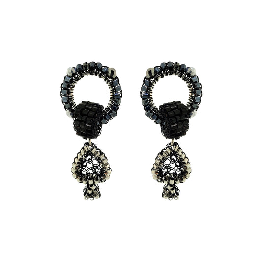 Royal Black Mix Wild Card Handmade Crochet Earrings