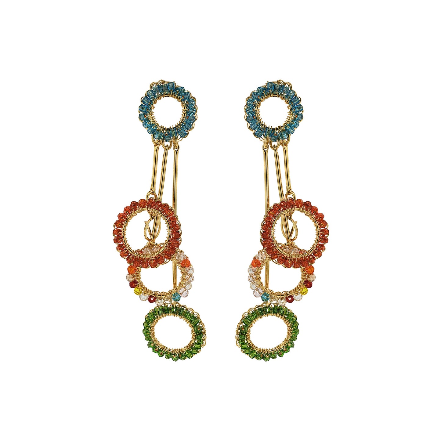 Multi & Gold Nora Handmade Crochet Earrings