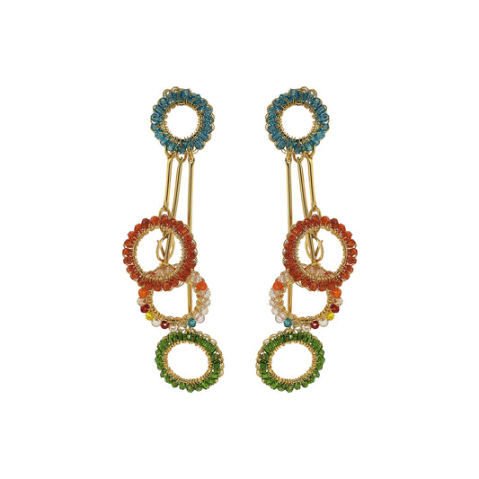 Multi & Gold Nora Handmade Crochet Earrings