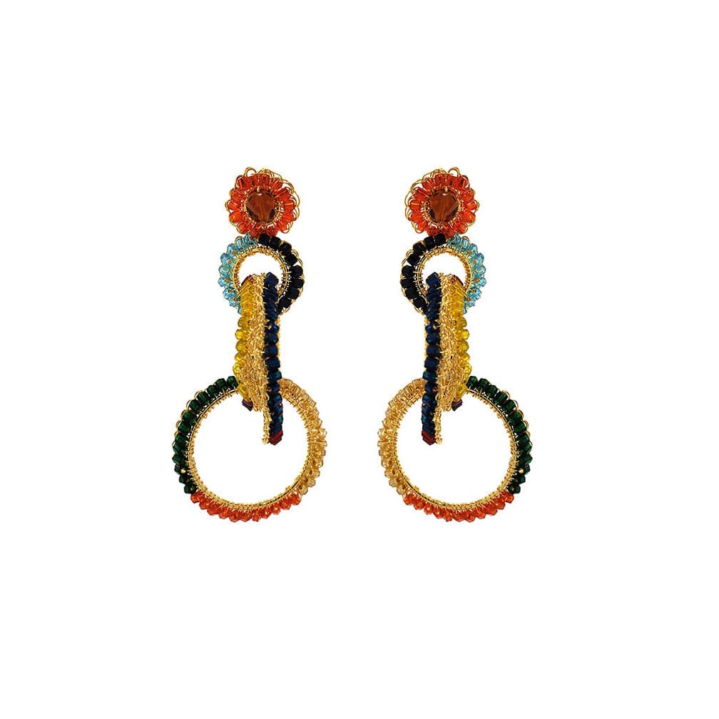 Multicolor & Gold Grace Handmade Crochet Earrings