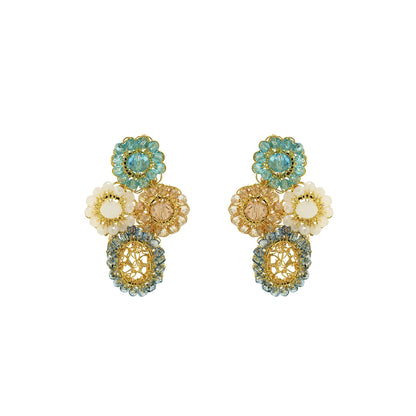 Seafoam Blue Mix Tyche Post Handmade Crochet Earrings