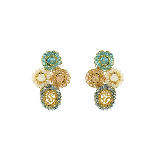 Seafoam Blue Mix Tyche Post Handmade Crochet Earrings