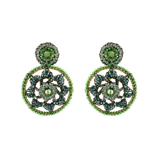 Forest Green Mix Zia Handmade Crochet Earrings