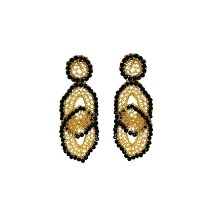 Black & Gold Minerva Handmade Crochet Earrings