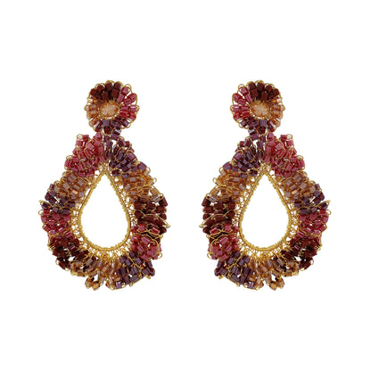 Crimson Red Mix Fiona Handmade Crochet Earrings