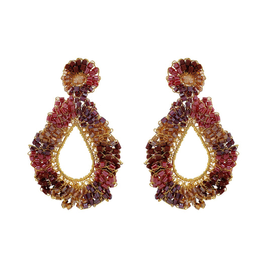 Crimson Red Mix Fiona Handmade Crochet Earrings