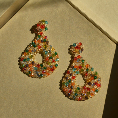 Multicolor & Gold Diana Maxi Handmade Crochet Earrings