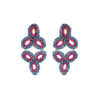 Pink and Blue Mix Ada Handmade Crochet Earrings