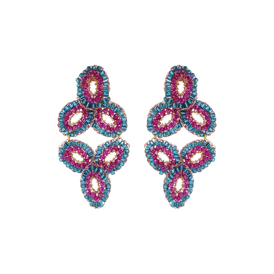 Pink and Blue Mix Ada Handmade Crochet Earrings