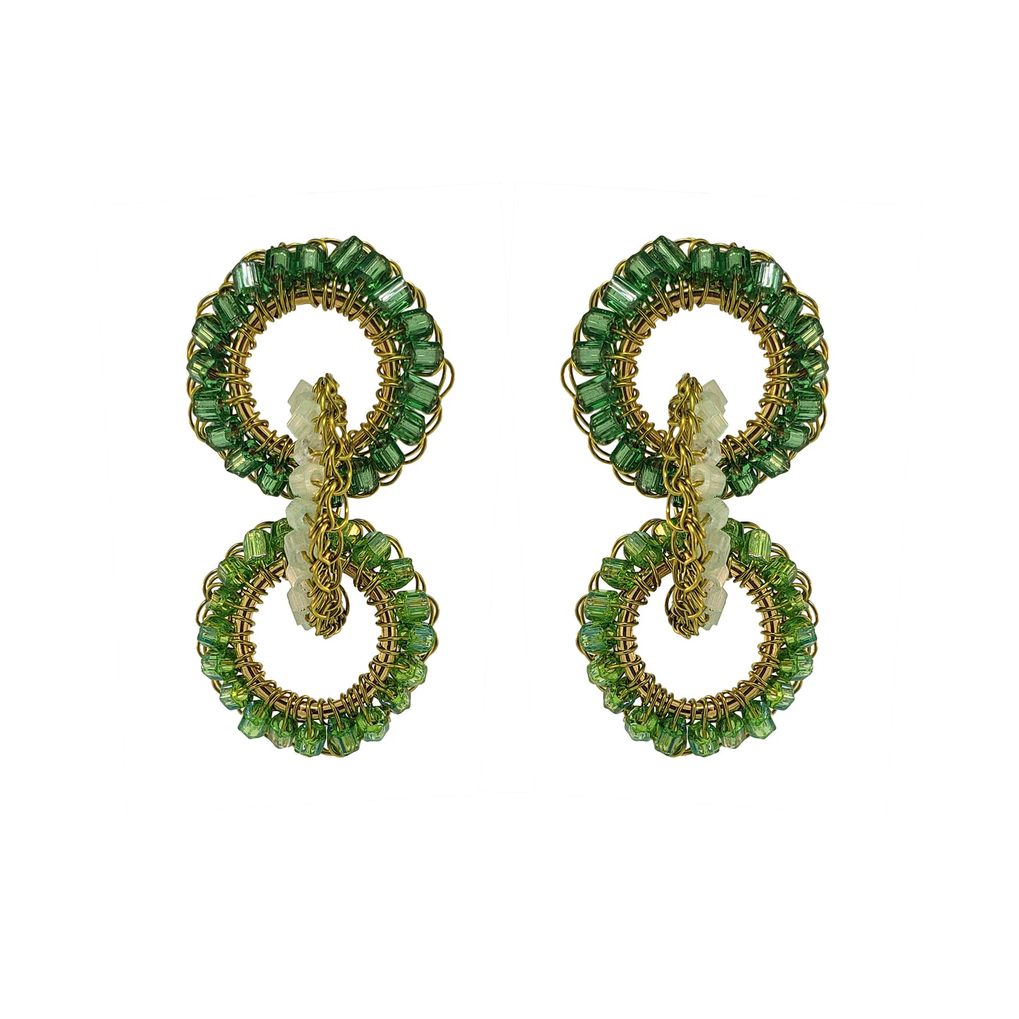 Jade Green Mix Lola Handmade Crochet Earrings