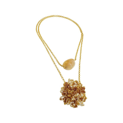 Golden Mix Drizzle Handmade Crochet Double Necklace