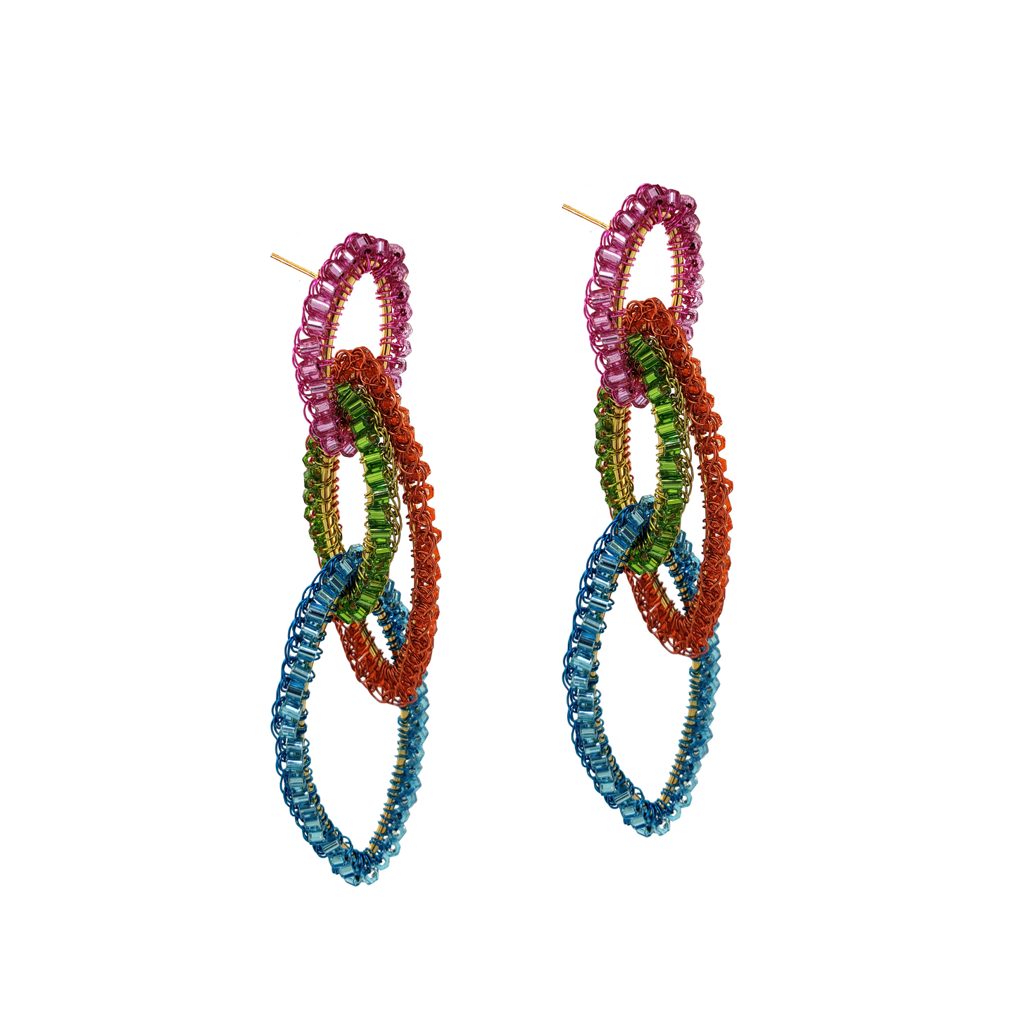 Confetti Multi Links Handmade Crochet Dangle Earrings