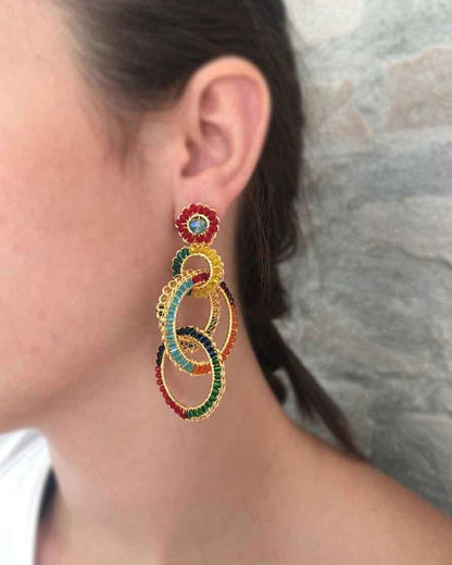 Multicolor & Gold Grace Handmade Crochet Earrings