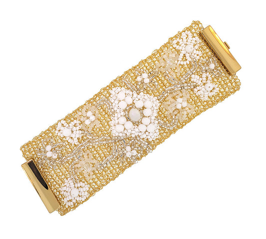 White & Gold Garden Maxi Handmade Bracelet