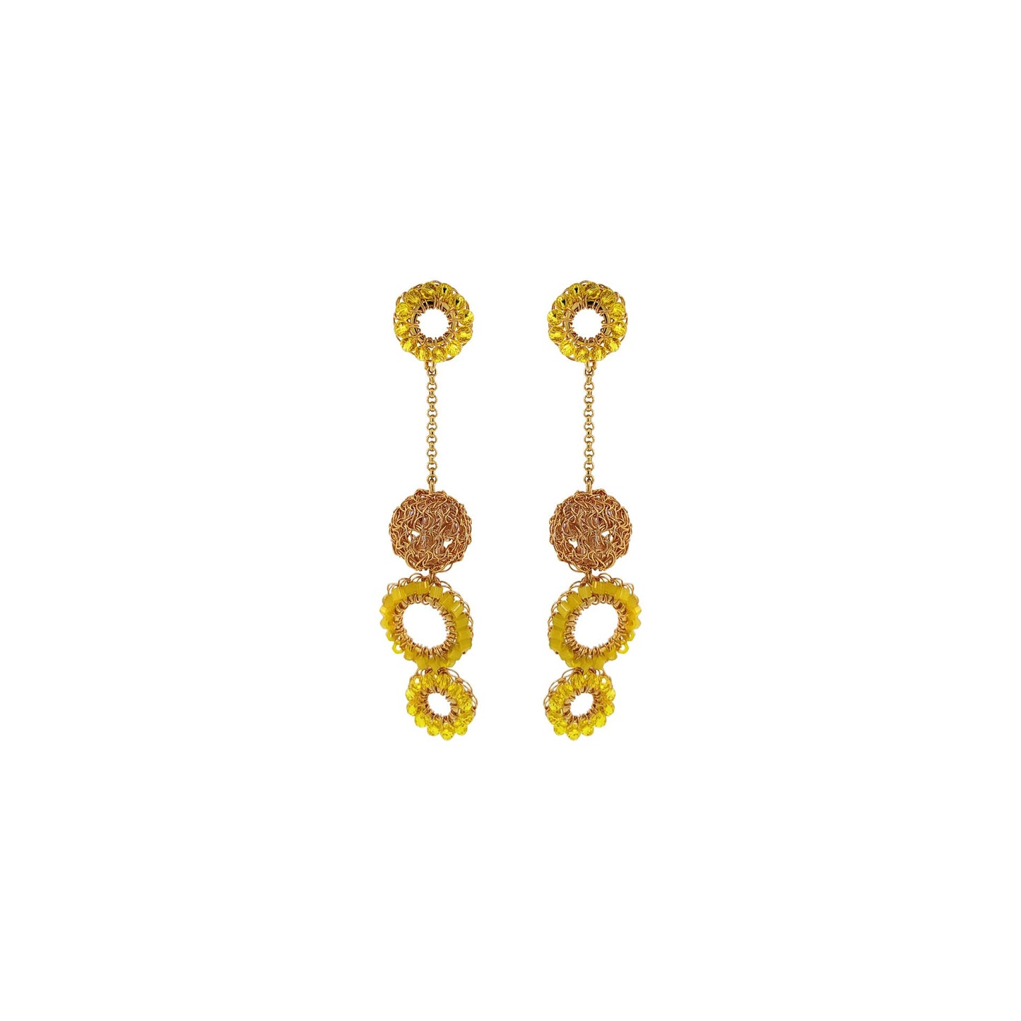 Yellow & Gold Salvia Handmade Earrings