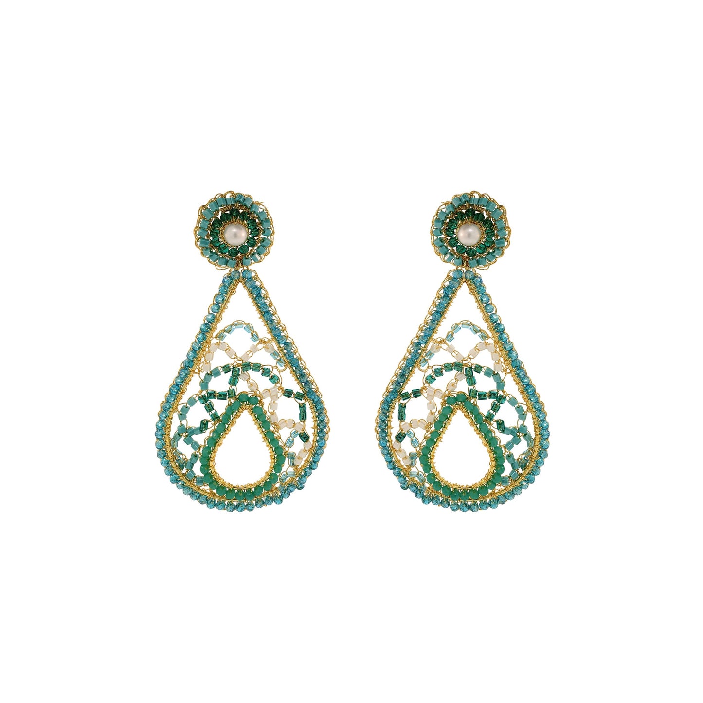 Ocean Teal Mix Petra Handmade Earrings