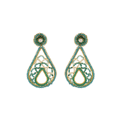 Ocean Teal Mix Petra Handmade Earrings