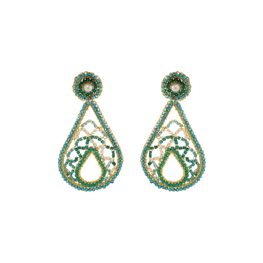 Ocean Teal Mix Petra Handmade Earrings