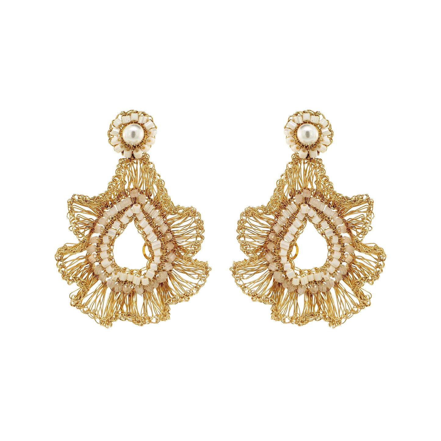 White Mix Sienna Handmade Crochet Earrings