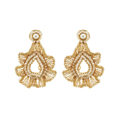 White Mix Sienna Handmade Crochet Earrings