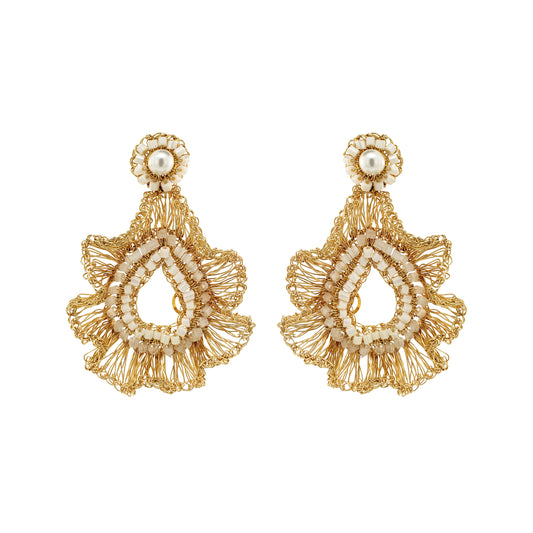 White Mix Sienna Handmade Crochet Earrings