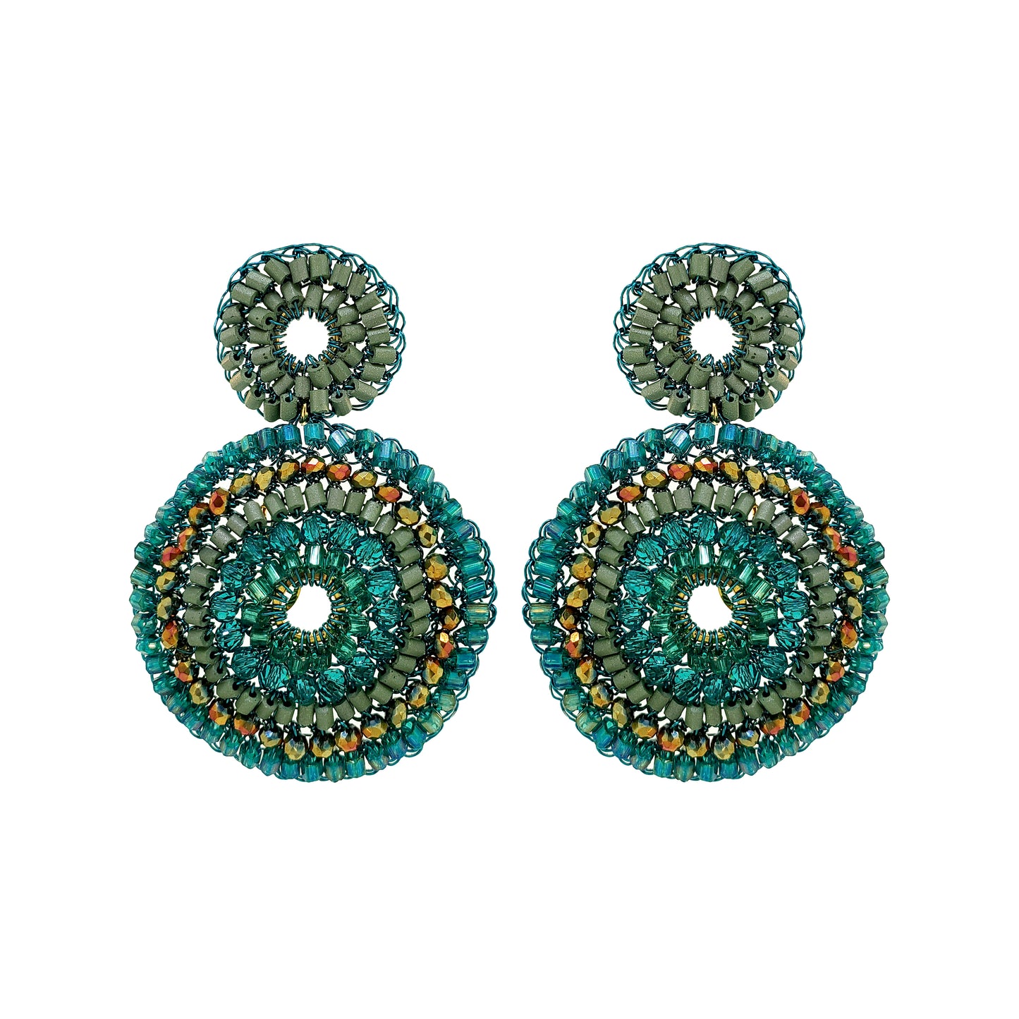Teal Mix Gia Duo Handmade Cascade Earrings