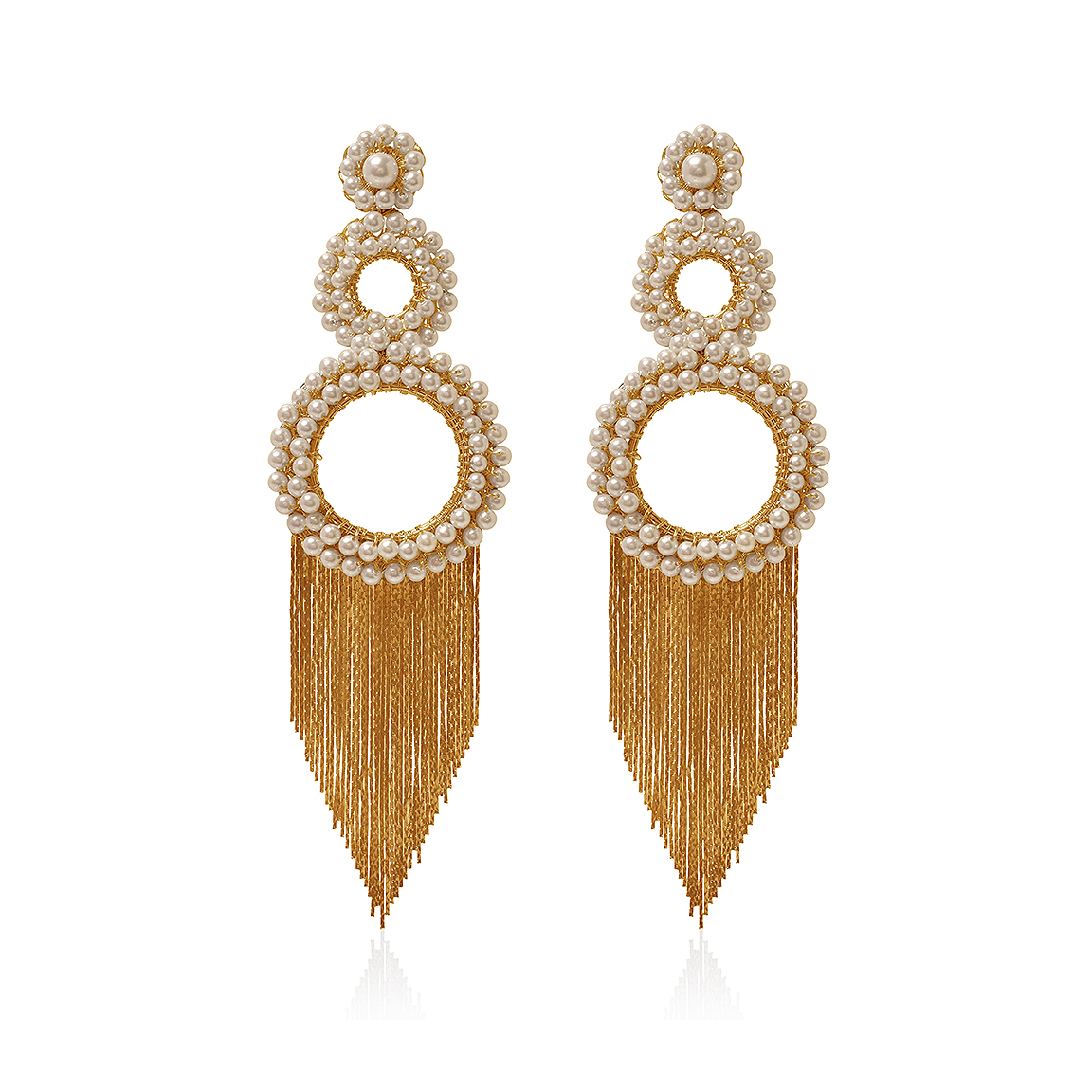 Pearl & Gold Zara Fringe Handmade Crochet Earrings