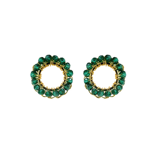 Emerald Green & Gold Molly Handmade Crochet Earrings