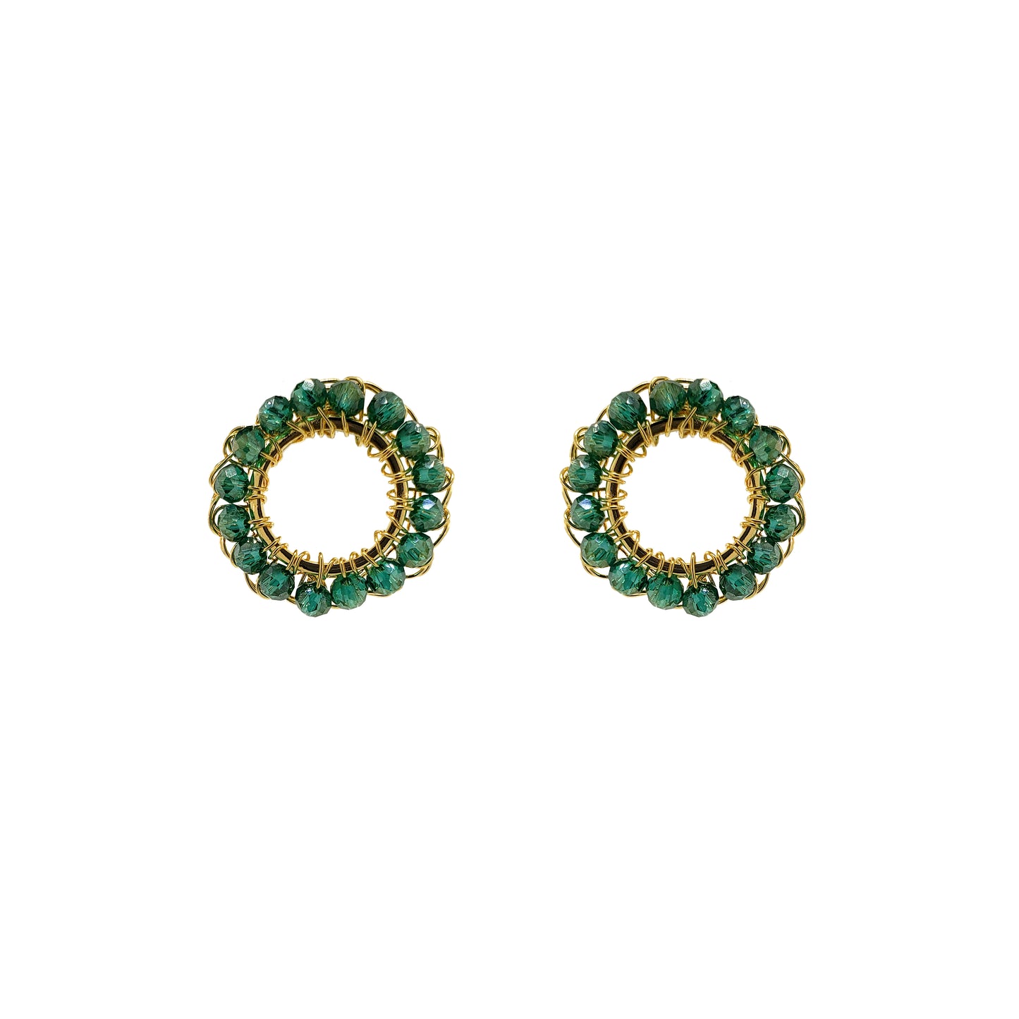 Emerald Green & Gold Molly Handmade Crochet Earrings