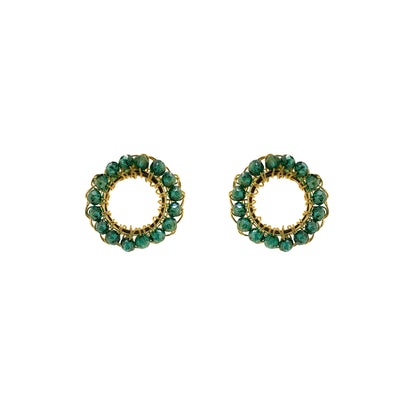 Emerald Green & Gold Molly Handmade Crochet Earrings