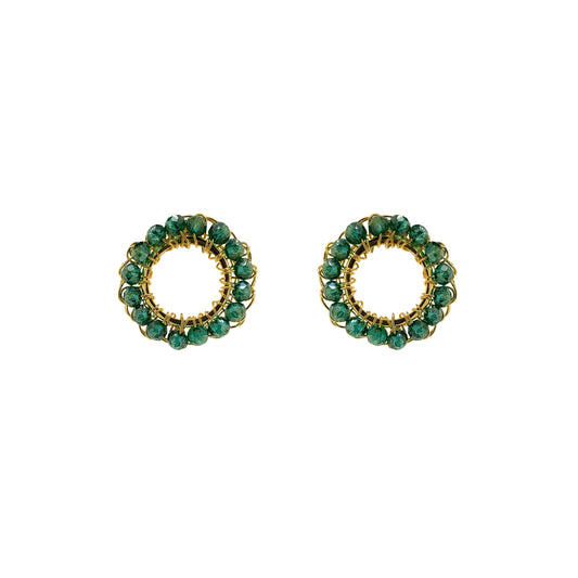 Emerald Green & Gold Molly Handmade Crochet Earrings