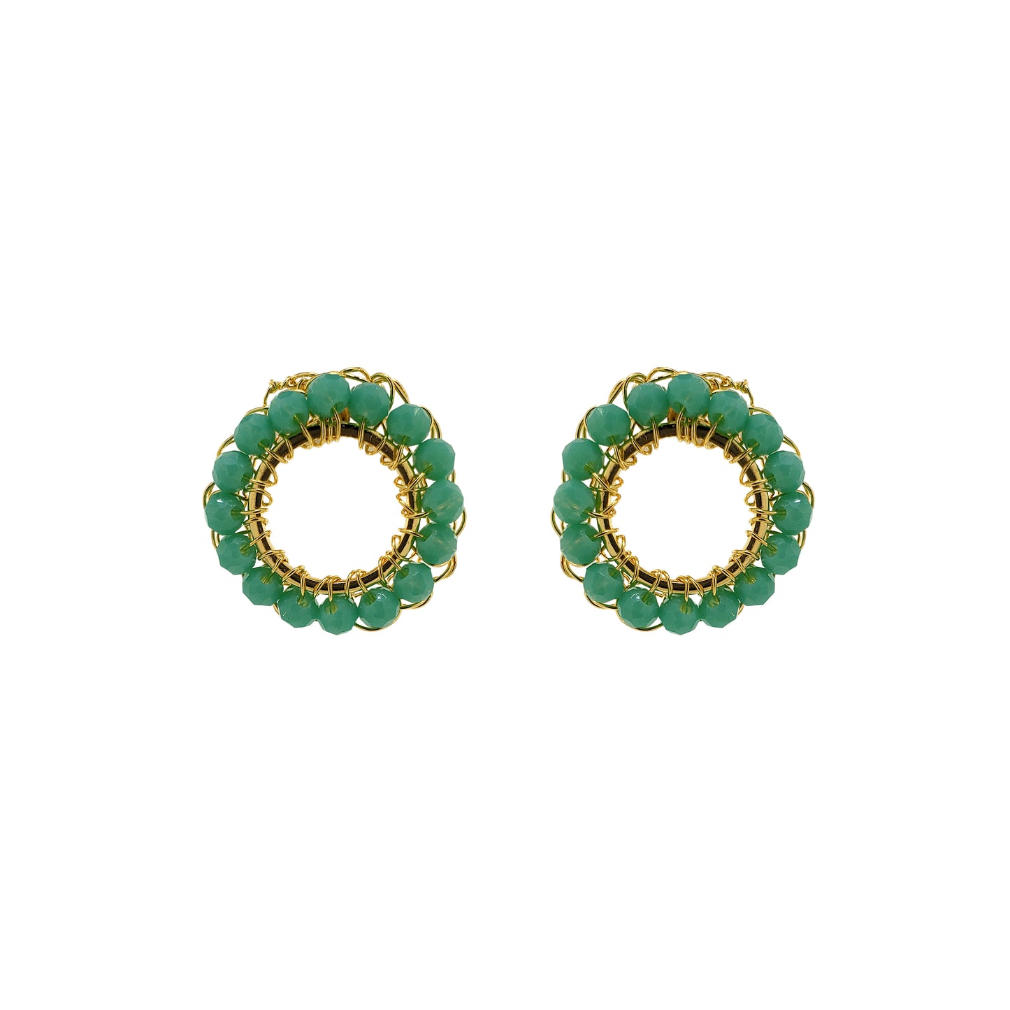 Turquoise & Gold Molly Handmade Crochet Earrings