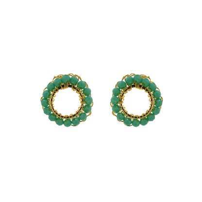 Turquoise & Gold Molly Handmade Crochet Earrings