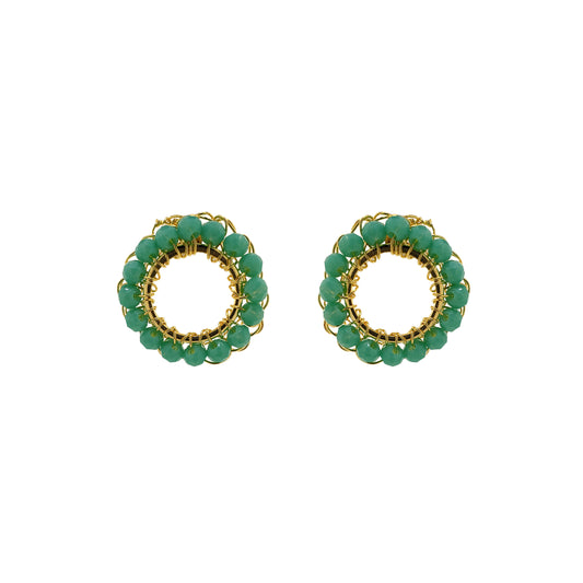 Turquoise & Gold Molly Handmade Crochet Earrings