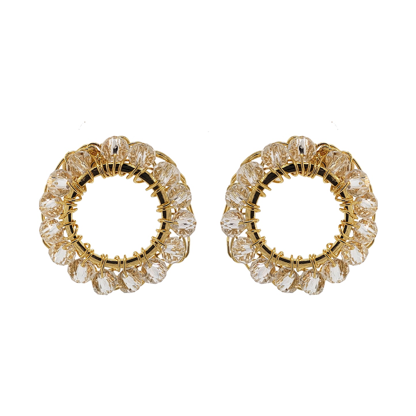 Clear & Gold Molly Handmade Crochet Earrings
