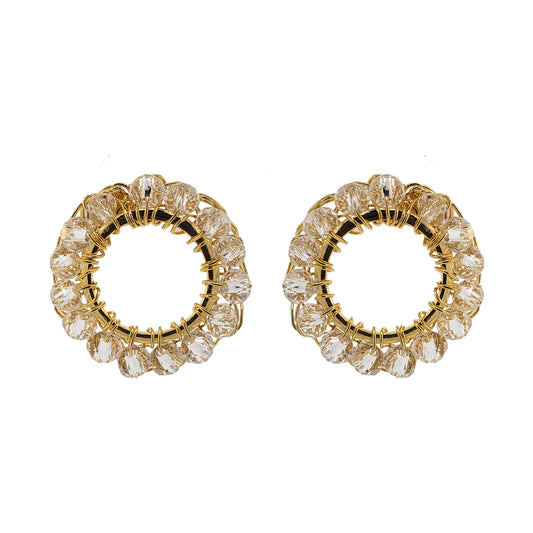 Clear & Gold Molly Handmade Crochet Earrings