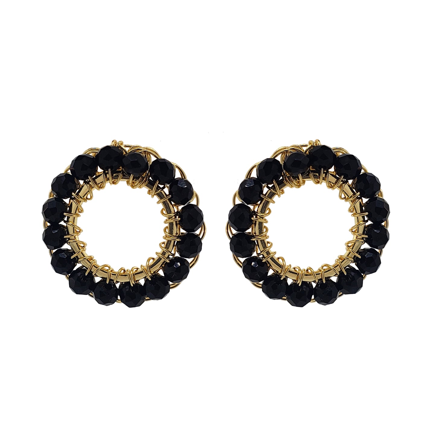 Black & Gold Molly Handmade Crochet Earrings