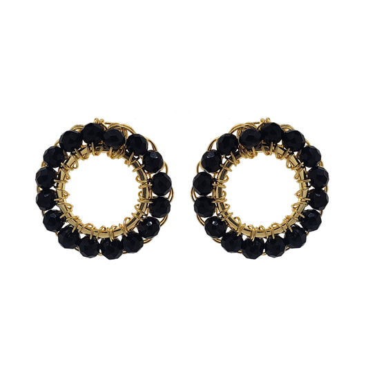 Black & Gold Molly Handmade Crochet Earrings