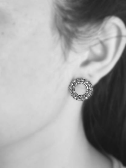 Clear & Gold Molly Handmade Crochet Earrings