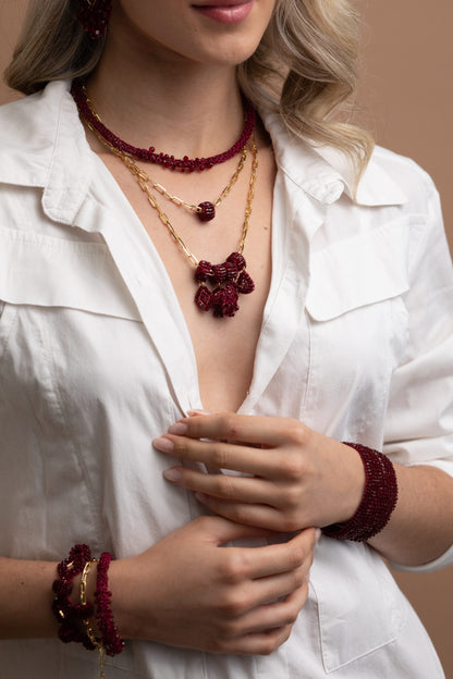 Cherry Red Wild Card Handmade Crochet Necklace