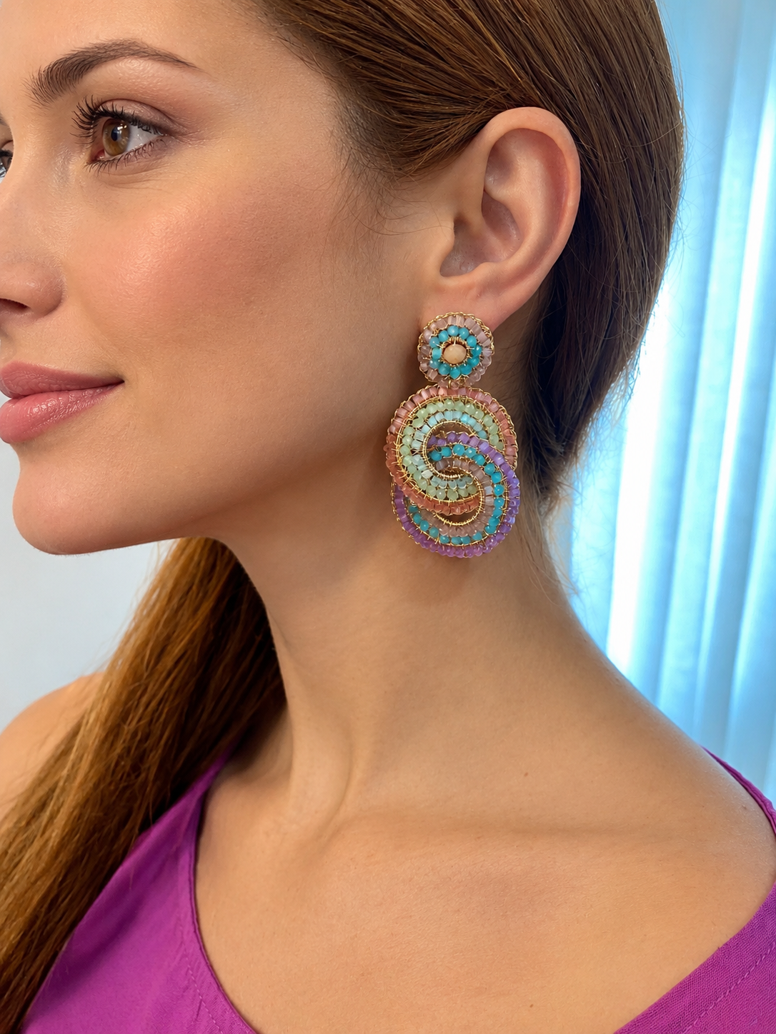 Pastel & Gold Mix Loki Handmade Crochet Earrings