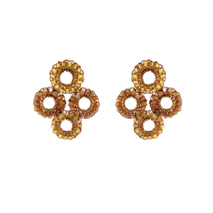 Bronze Amber Mix Clubs Handmade Crochet Earrings