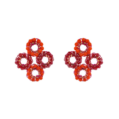 Neon Fuchsia Mix Clubs Handmade Crochet Earrings